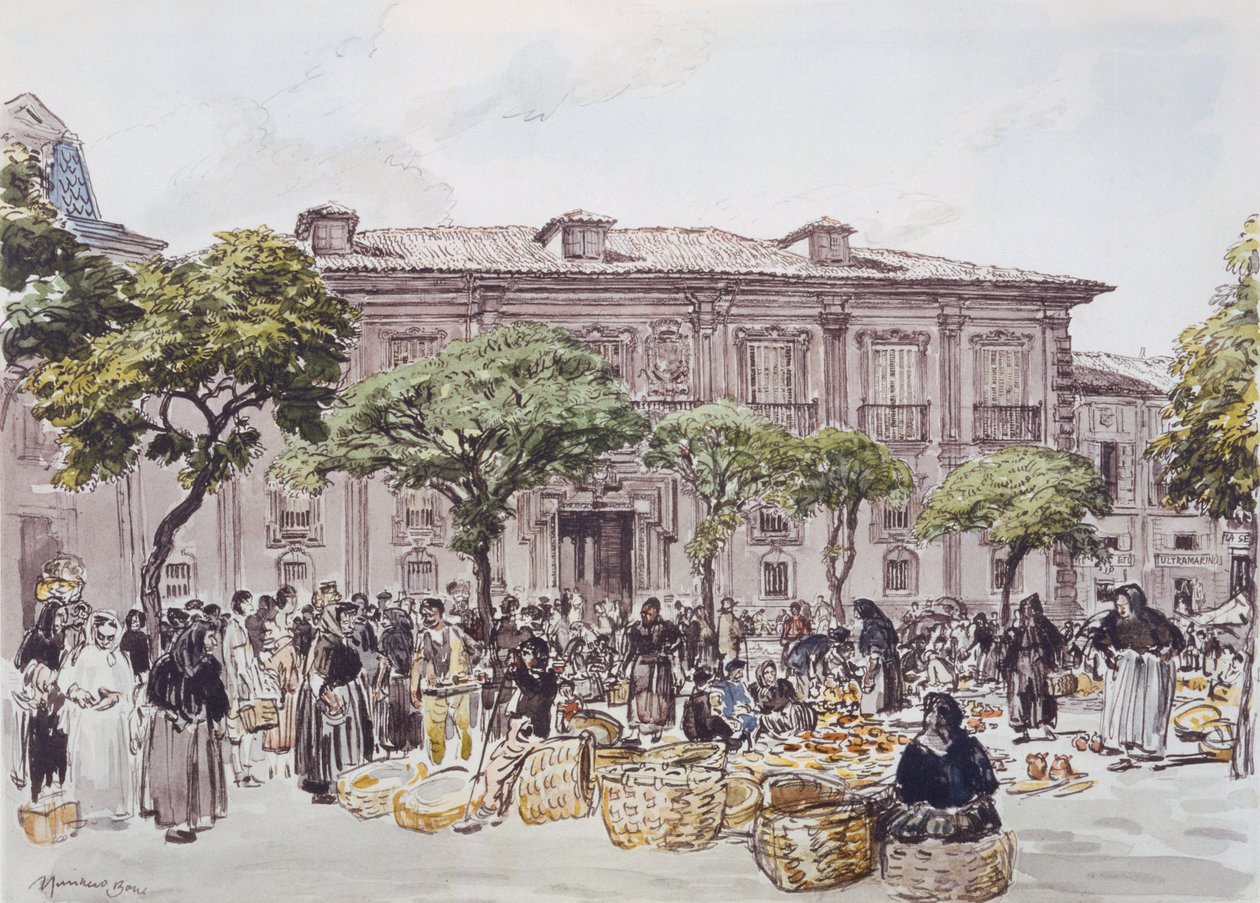Saray Dışındaki Pazar, Oviedo by David Muirhead Bone