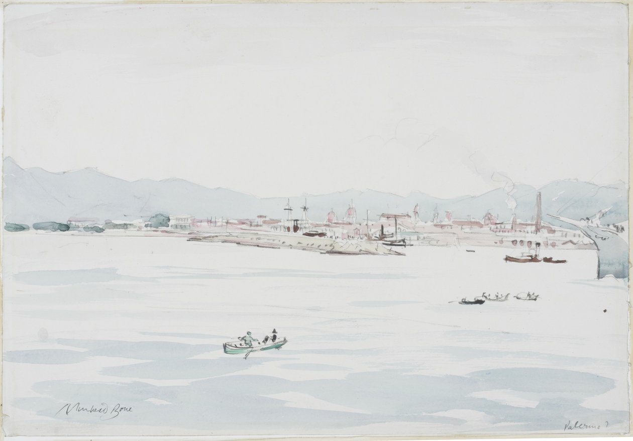 Palermo (kağıt üzerine kurşun kalem ve suluboya) by David Muirhead Bone