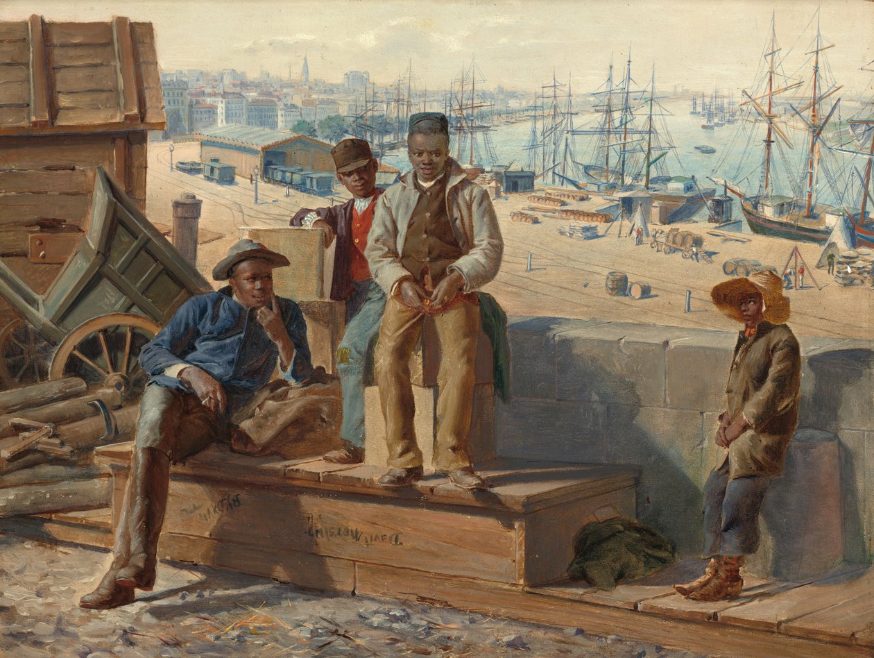 Quayside'daki Black Boys, yak. 1865. by David Norslup