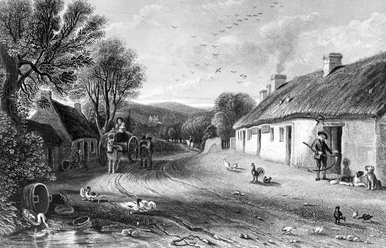 Burn's Cottage, John Wilson tarafından 'Land of Burns'den bir çizim, 1840'ta yayınlandı by David Octavius Hill