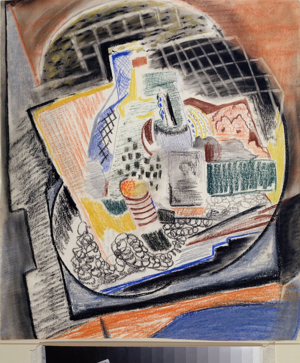 Kübist Natürmort - Çalışma David Petrovich Sterenberg (1881-1948), kağıt üzerine pastel by David Petrovich Sterenberg