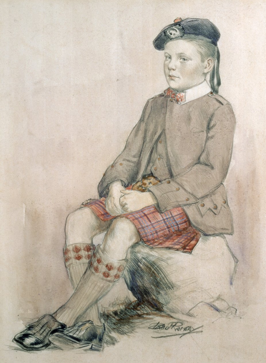 Galler Prensi, daha sonra Edward VIII, 8 yaşında, Royal Stuart Tartan giyen by David Ramsay