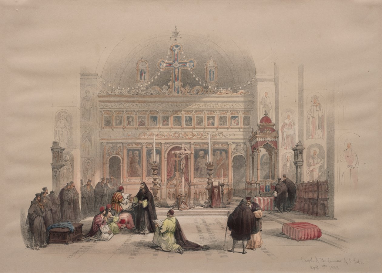 Aziz Saba Manastırı Şapeli by David Roberts