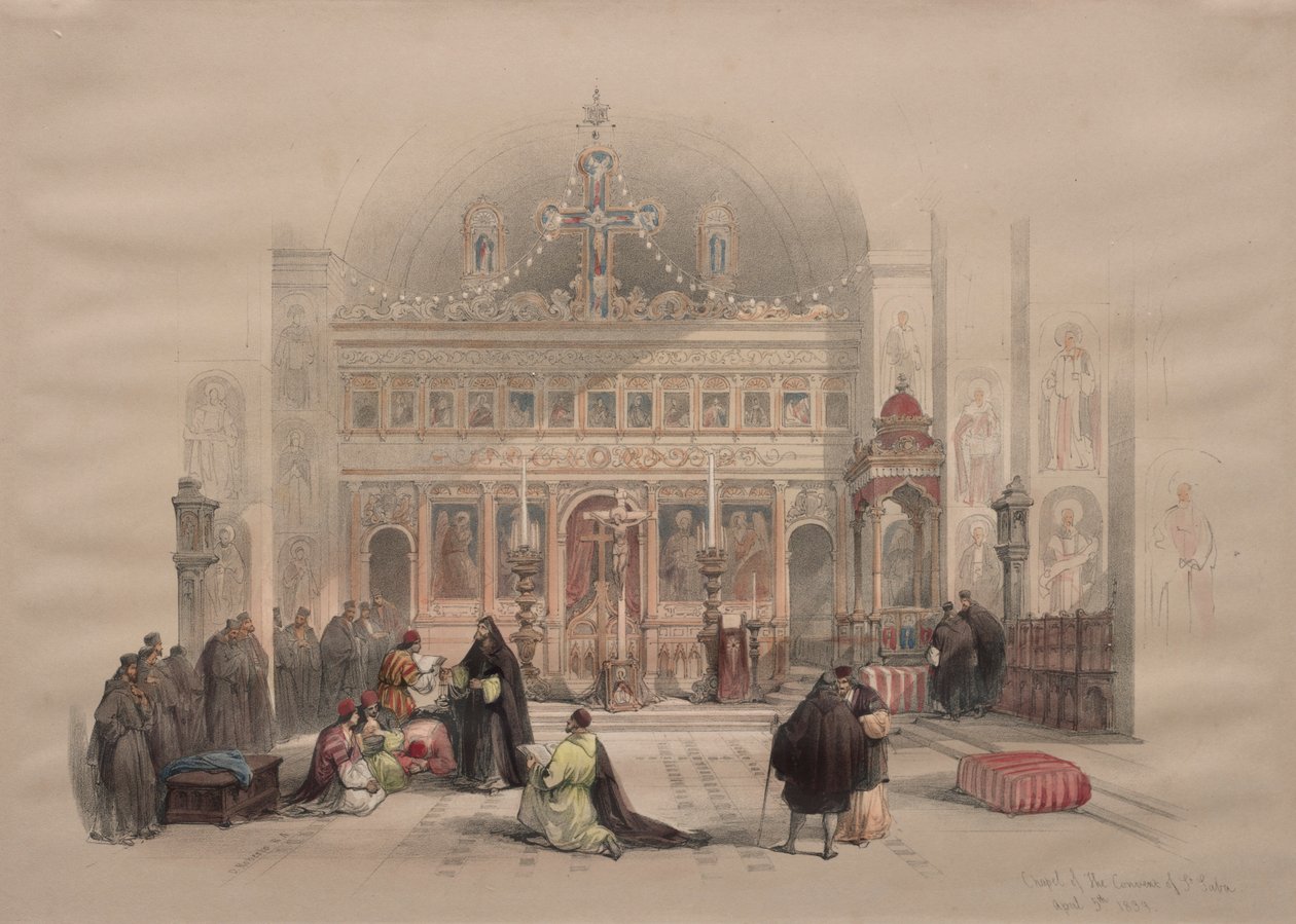 Aziz Saba Manastırı Şapeli, 1839. by David Roberts