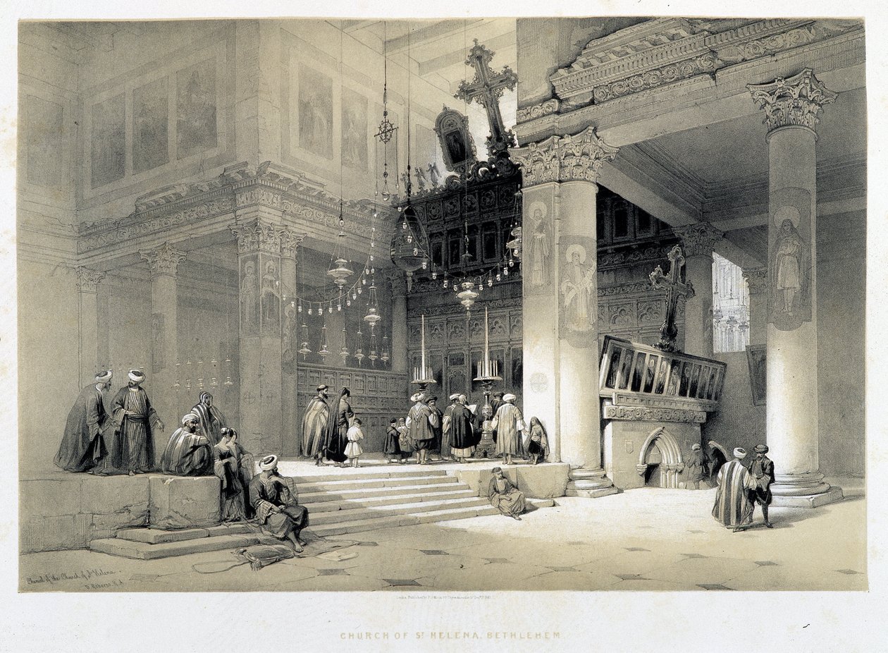 Saint Helena Kilisesi, Bethlehem (Bethlehem) - “Kutsal Topraklar”da, Londra 1849 by David Roberts