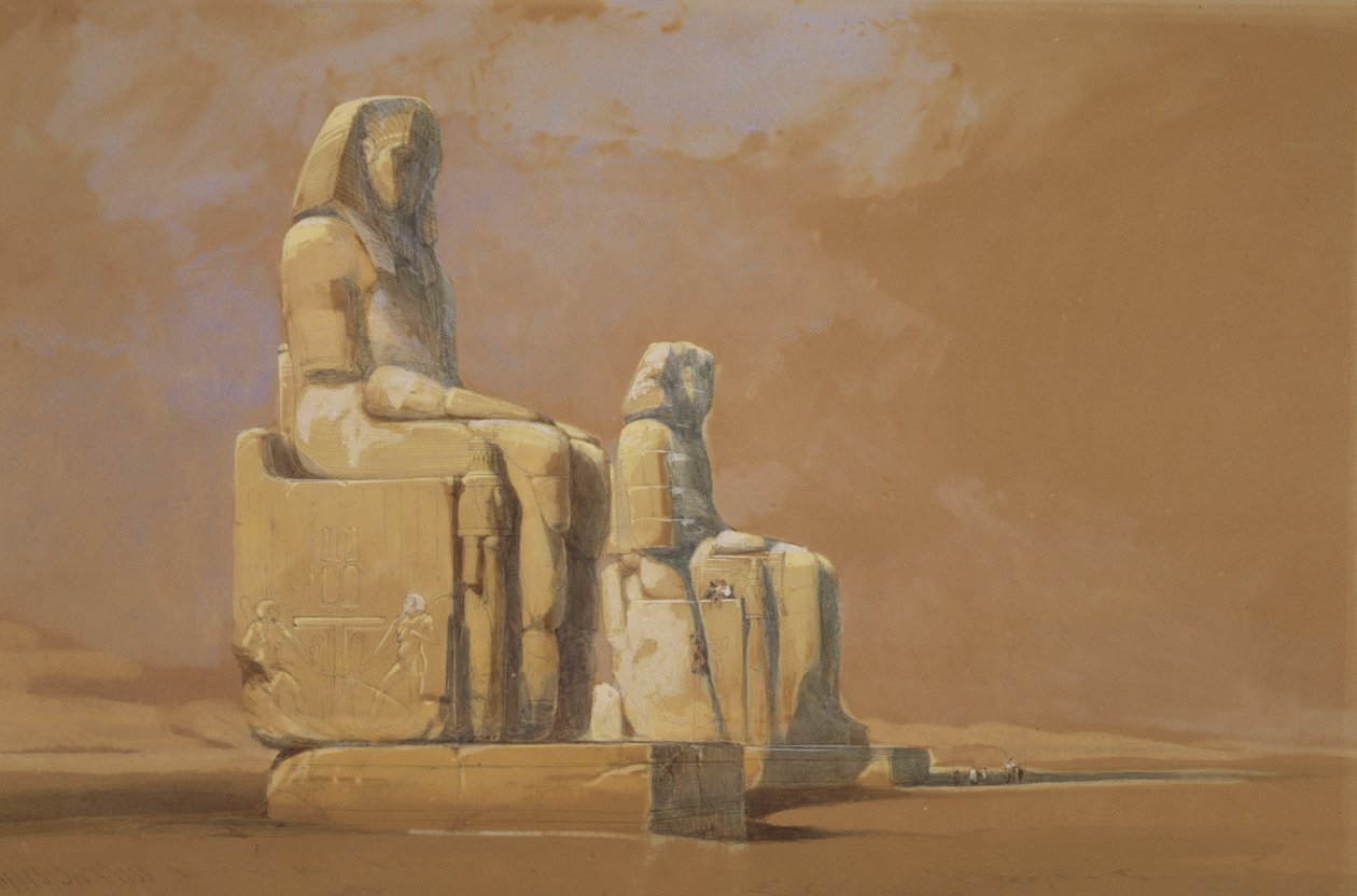 Colossi, Teb, 1838 by David Roberts