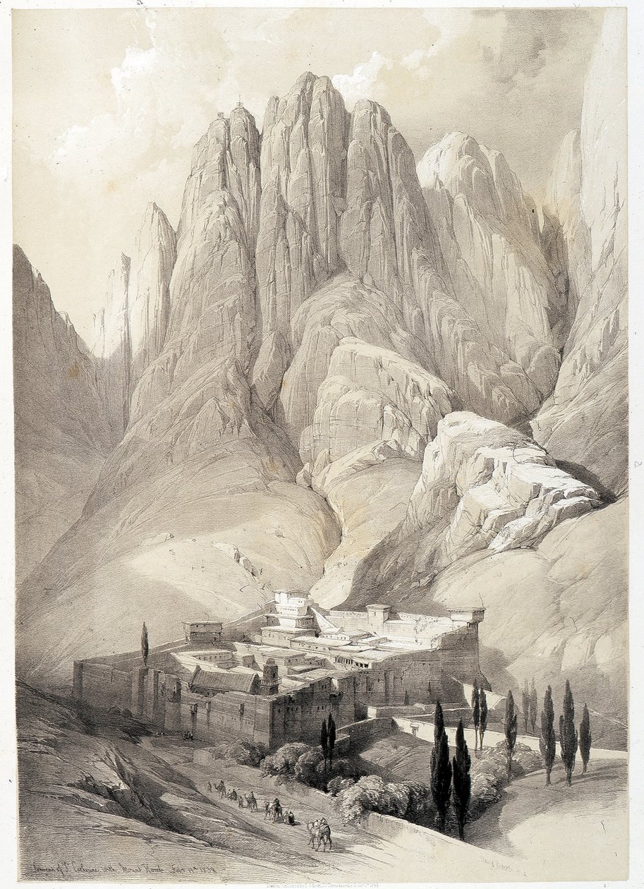 Saint Catherine Manastırı, çizim 19/02/1839, “The Holy Land”, Londra 1849. by David Roberts