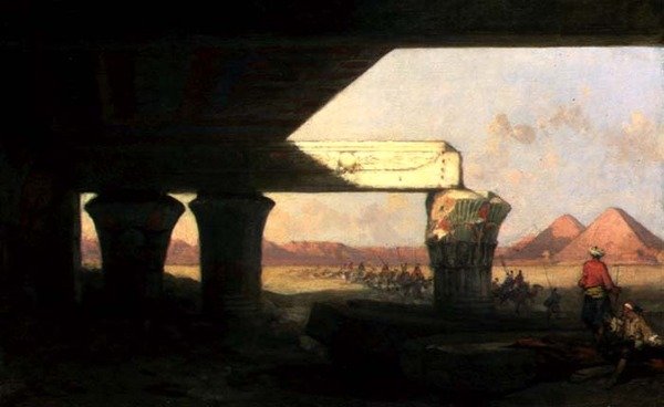 Piramitlerin Uzak Manzaralı Mısır Manzarası by David Roberts