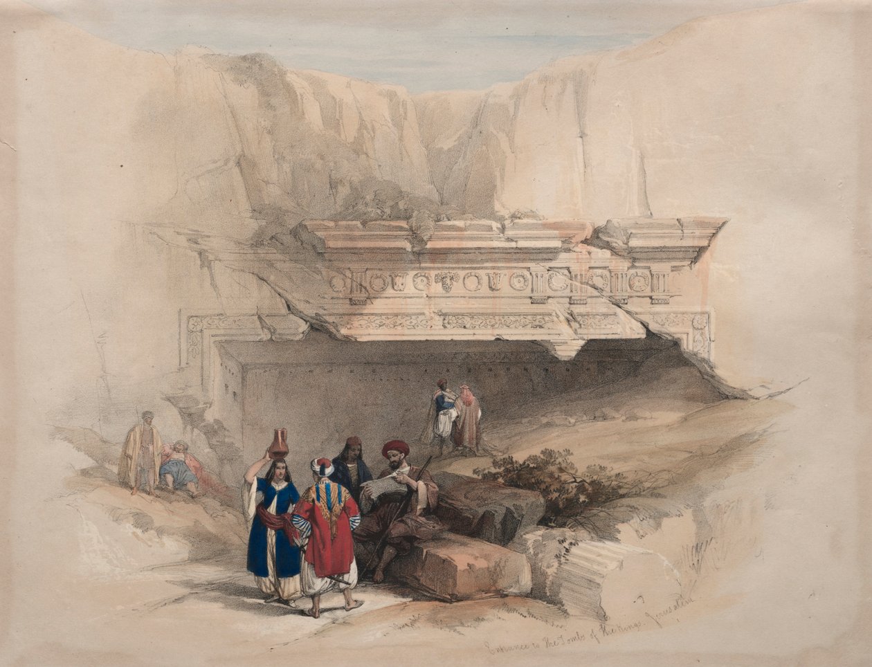 Kral Mezarları Girişi, Kudüs, 1839. by David Roberts