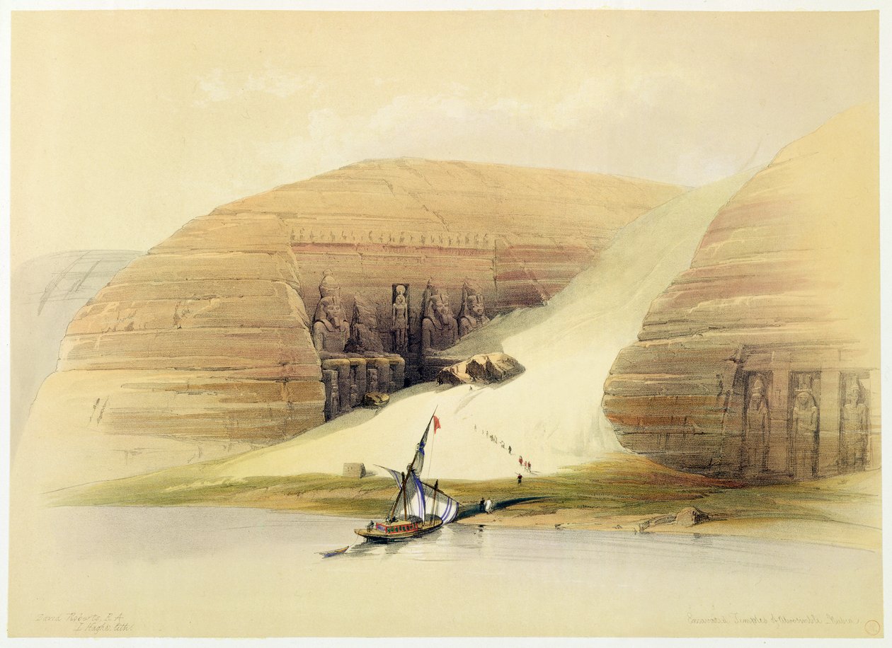 Kazılan Abu Simbel Tapınağı, Nubia, Mısır, c1845 by David Roberts