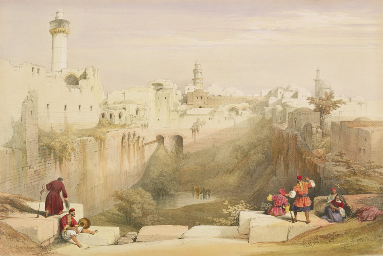 Kudüs, 12 Nisan 1839, Louis Haghe (1806-85) pub tarafından oyulmuş 'Kutsal Topraklar'ın I. Cildinden 12. levha. 1842 by David Roberts