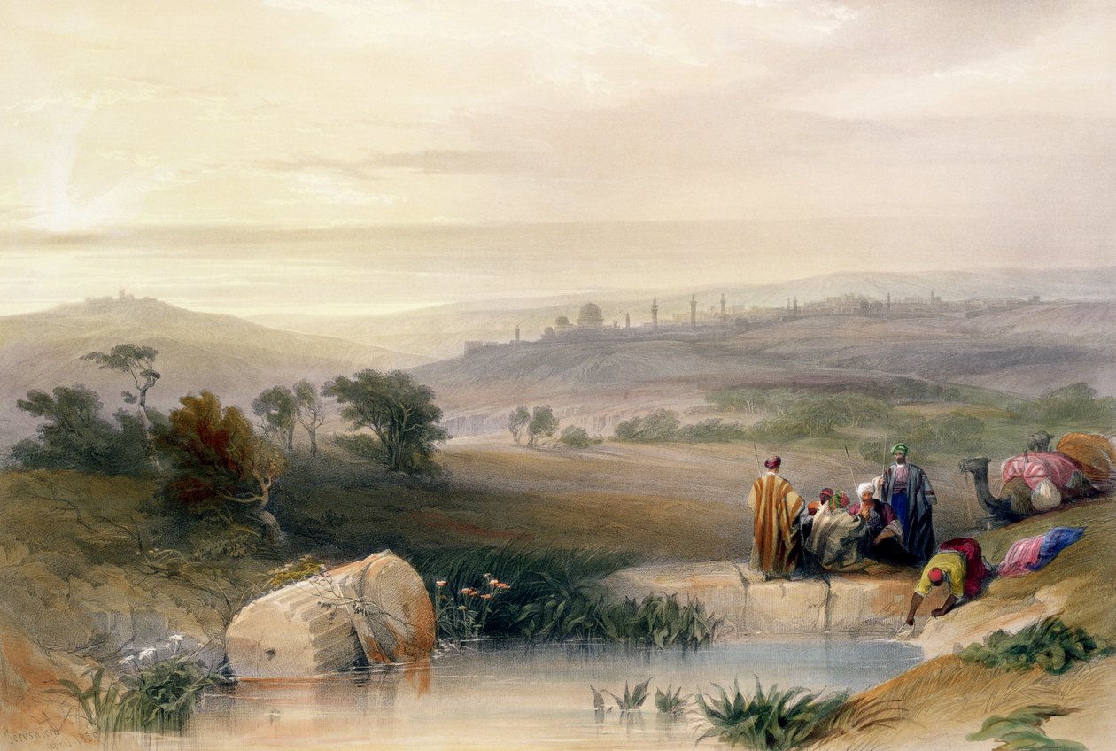 Kudüs, Nisan 1839, Louis Haghe (1806-85) pub tarafından oyulmuş 