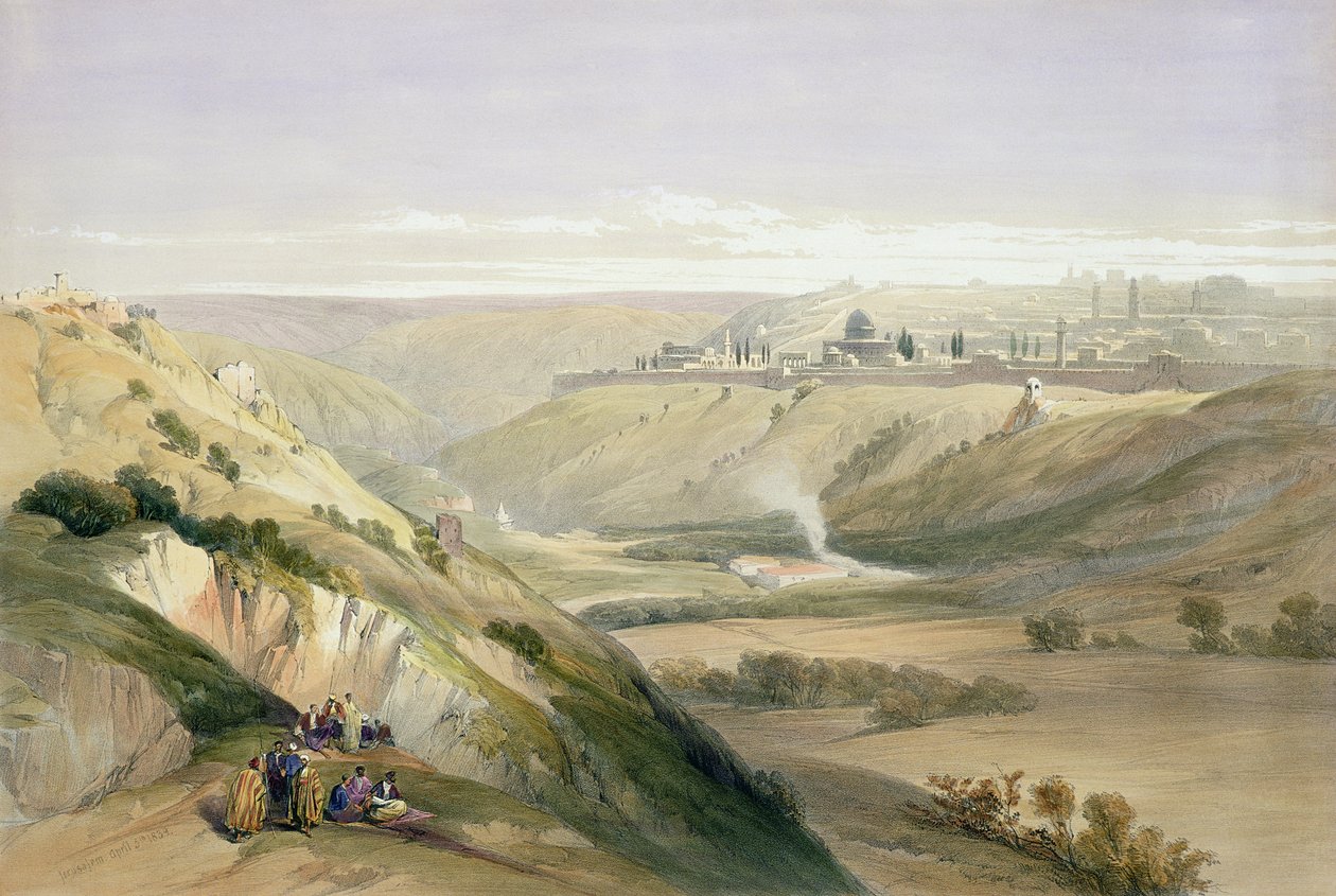 Kudüs, 5 Nisan 1839, Louis Haghe (1806-85) pub tarafından kazınmış 
