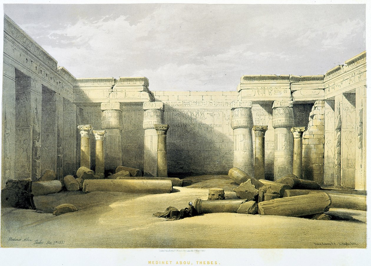 Medinet Abu (Medinet-Habou), Thebes (Thebes) - “Kutsal Topraklarda”, Londra 1849 by David Roberts
