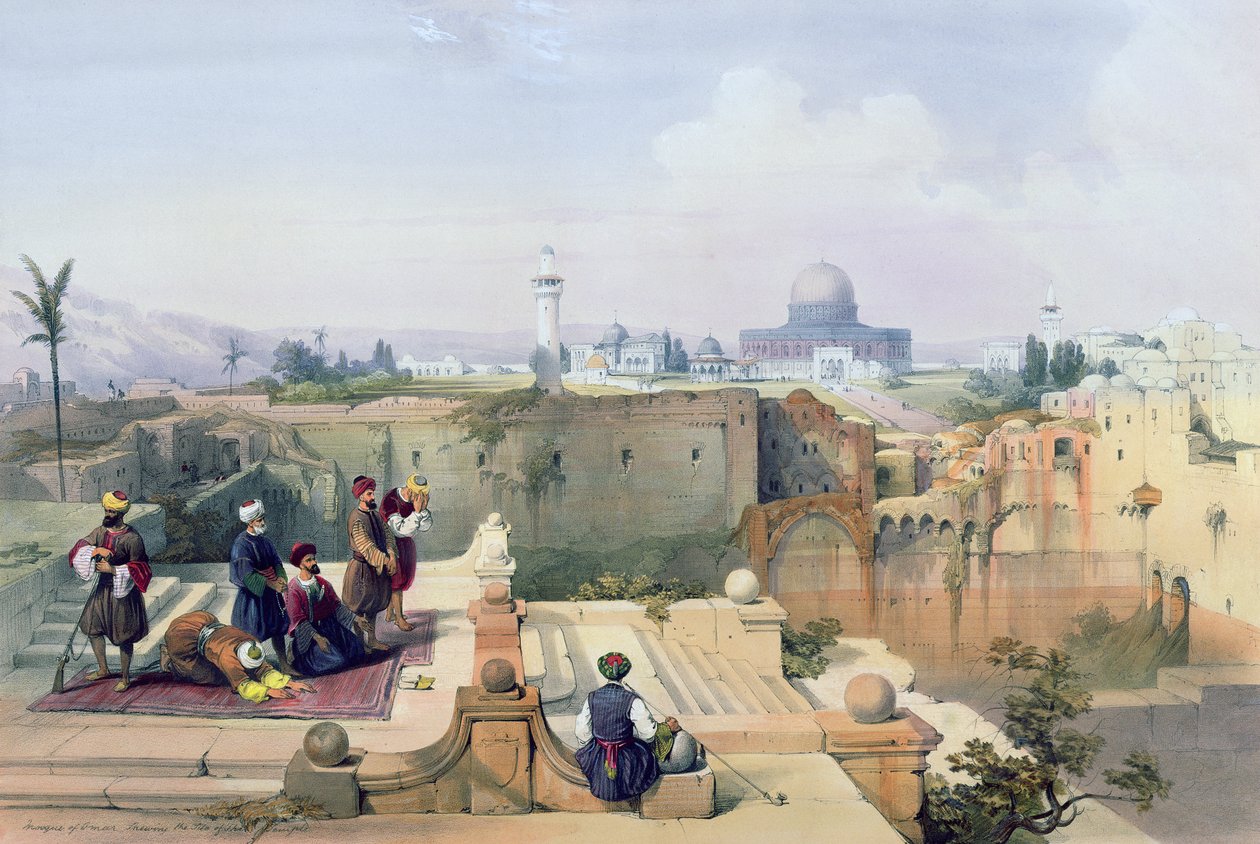 Tapınak Sitesini gösteren Ömer Camii, Louis Haghe (1806-85) tarafından oyulmuş 