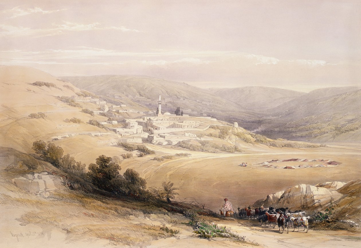 Nasıra, 28 Nisan 1839, Louis Haghe (1806-85) pub tarafından oyulmuş 'Kutsal Topraklar'ın I. Cildinden 28 numaralı levha. 1842 by David Roberts