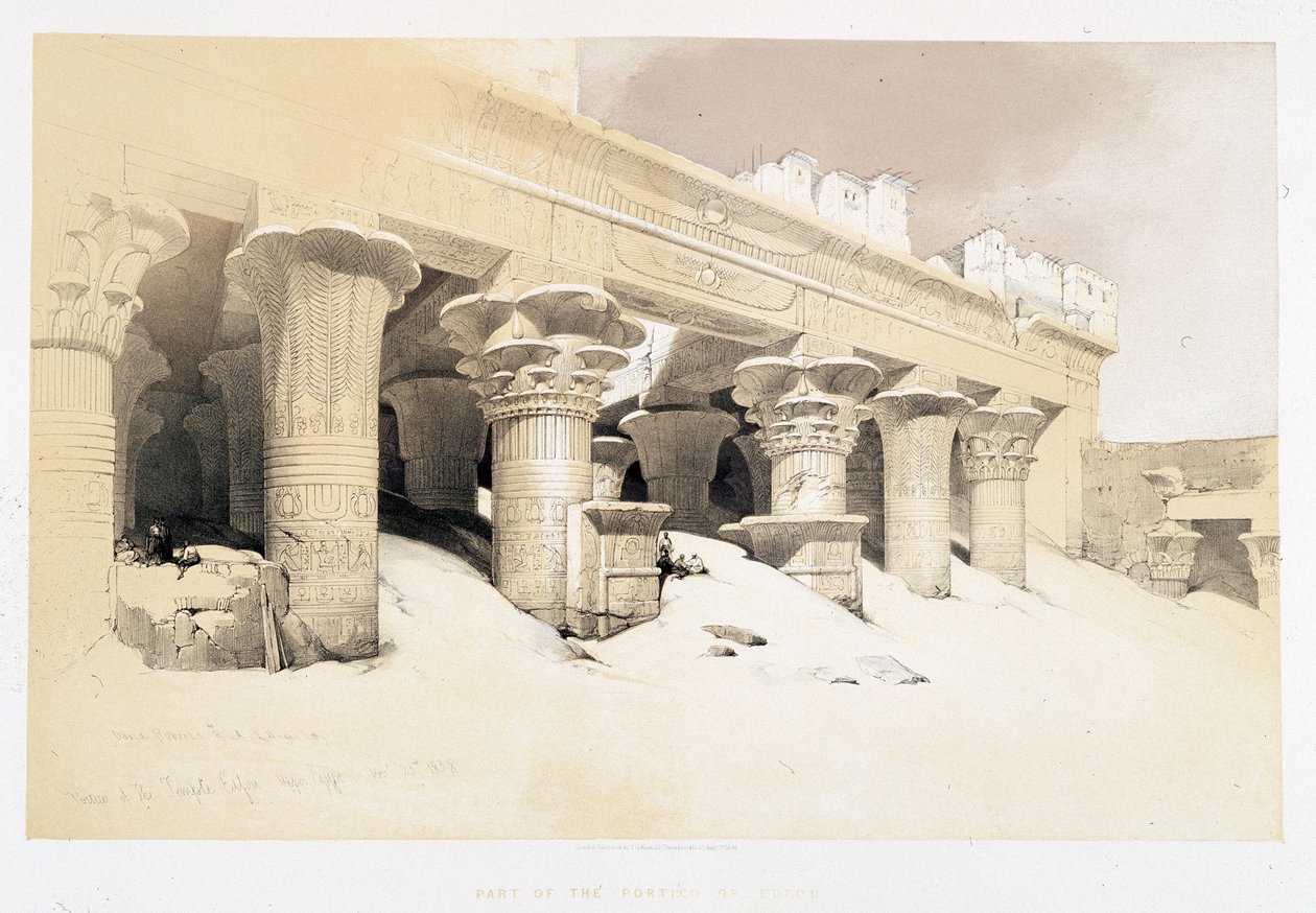 Edfou portikosunun bir parçası - David Roberts tarafından 23/11/1838