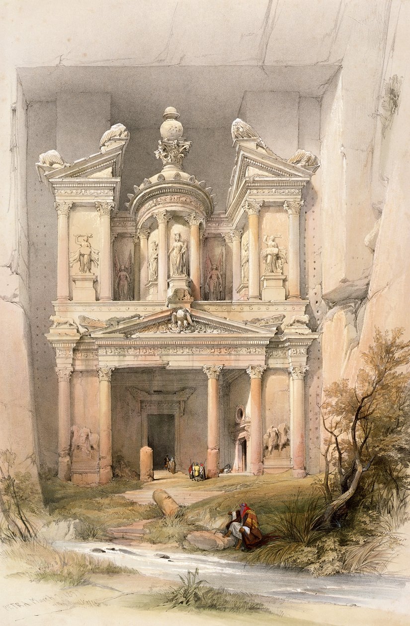 Petra, 7 Mart 1839, Louis Haghe (1806-85) pub tarafından oyulmuş 