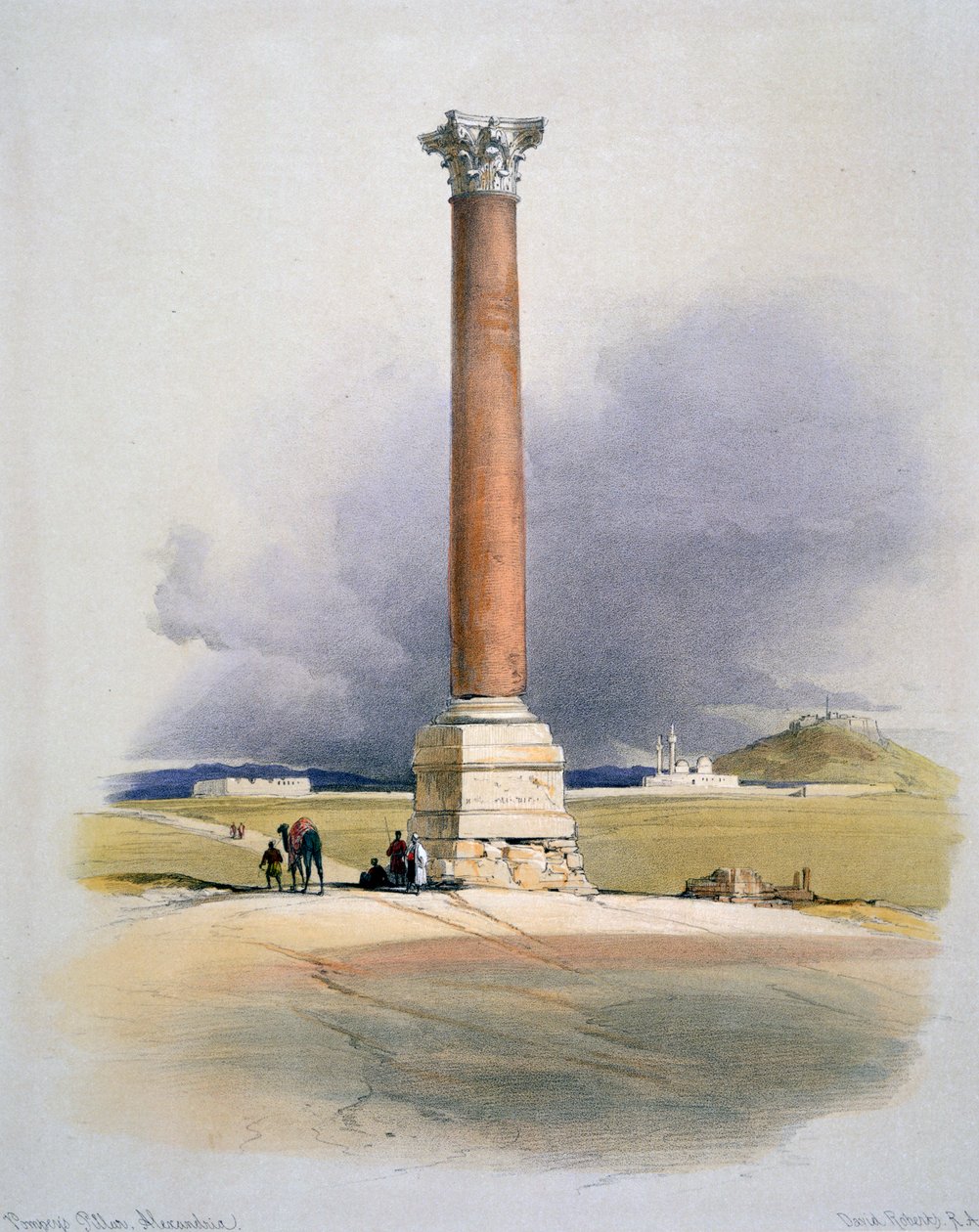 Pompey Sütunu, İskenderiye, 19. yüzyıl by David Roberts