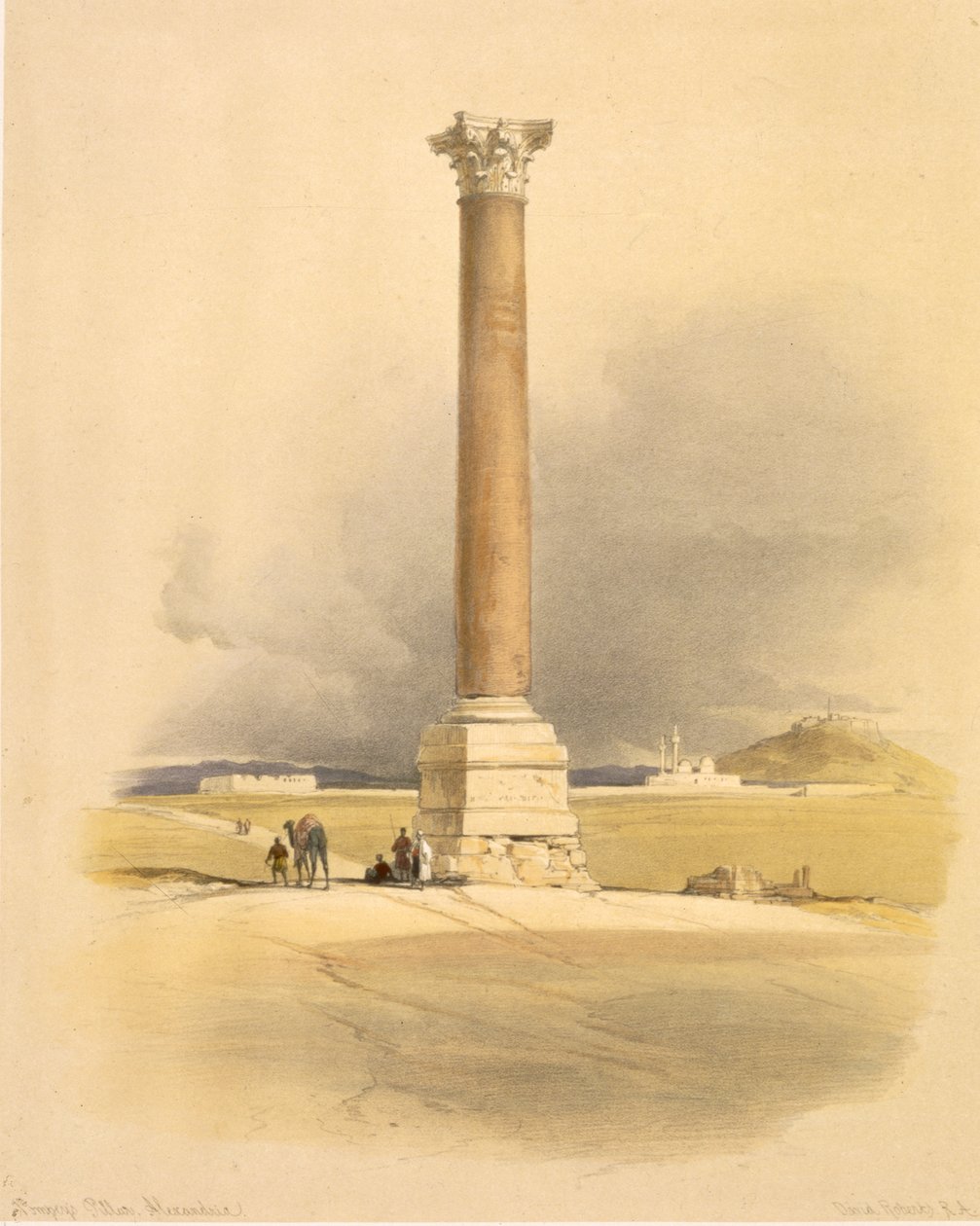 Pompey Sütunu, İskenderiye, "Mısır ve Nubia"dan, Cilt 1 (litto) by David Roberts