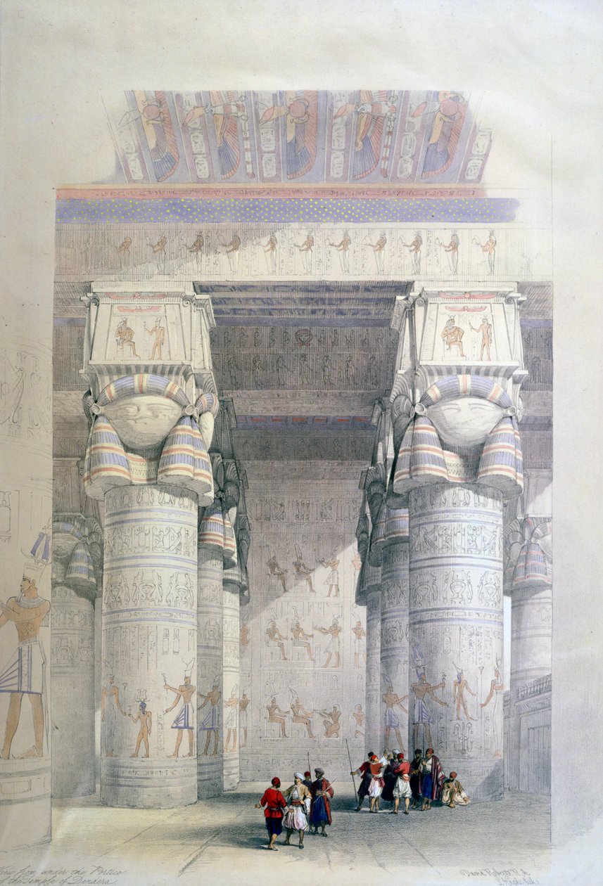 Dendera Tapınağı Portikosu, 19. yüzyıl by David Roberts