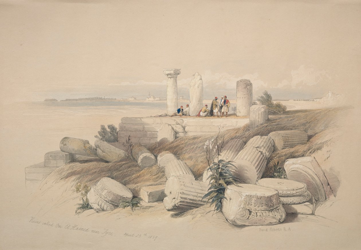 Tire yakınlarında Om El Hamed Adlı Harabeler, 1839. by David Roberts