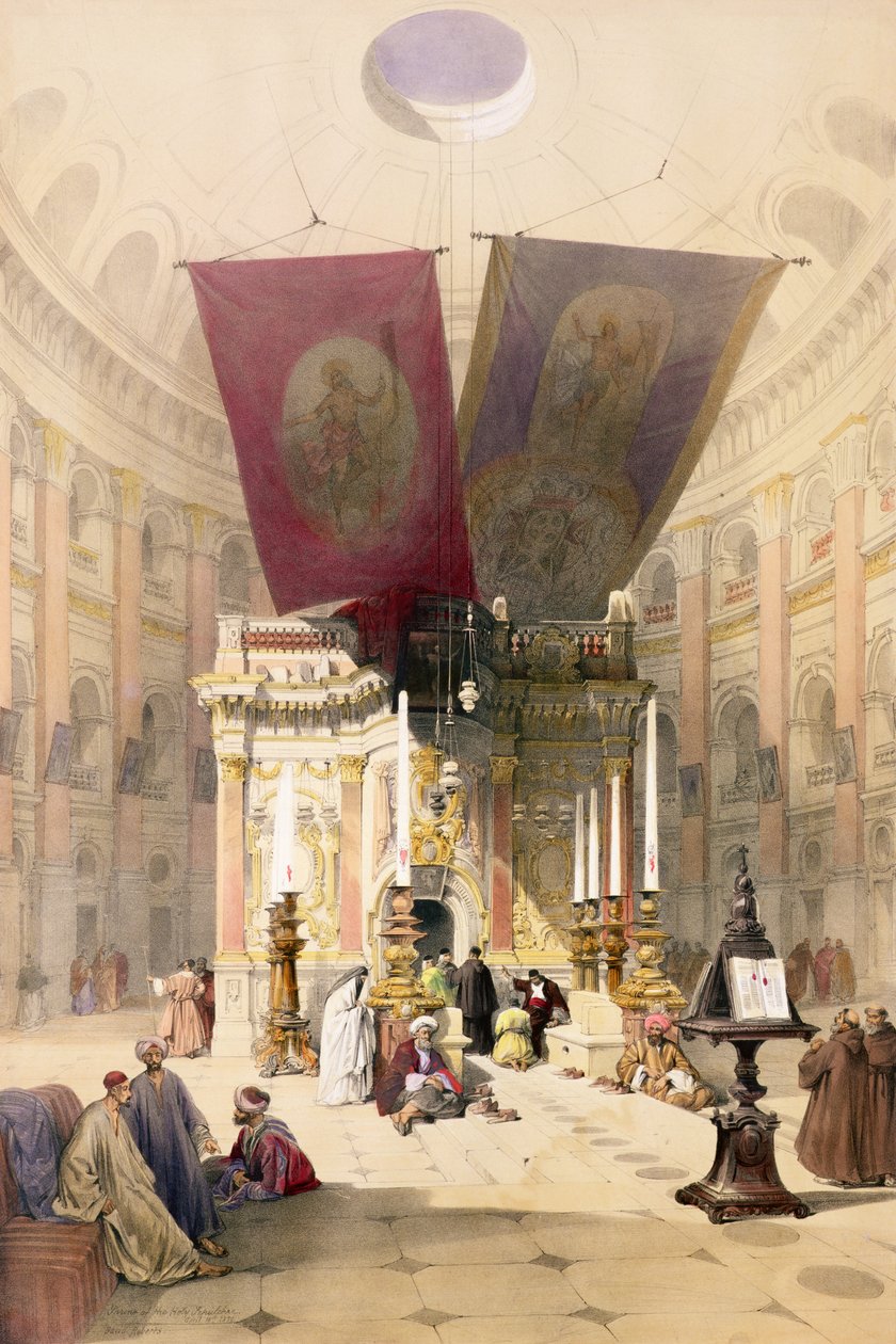 Kutsal Kabir Mabedi, 10 Nisan 1839, Louis Haghe (1806-85) pub tarafından oyulmuş 
