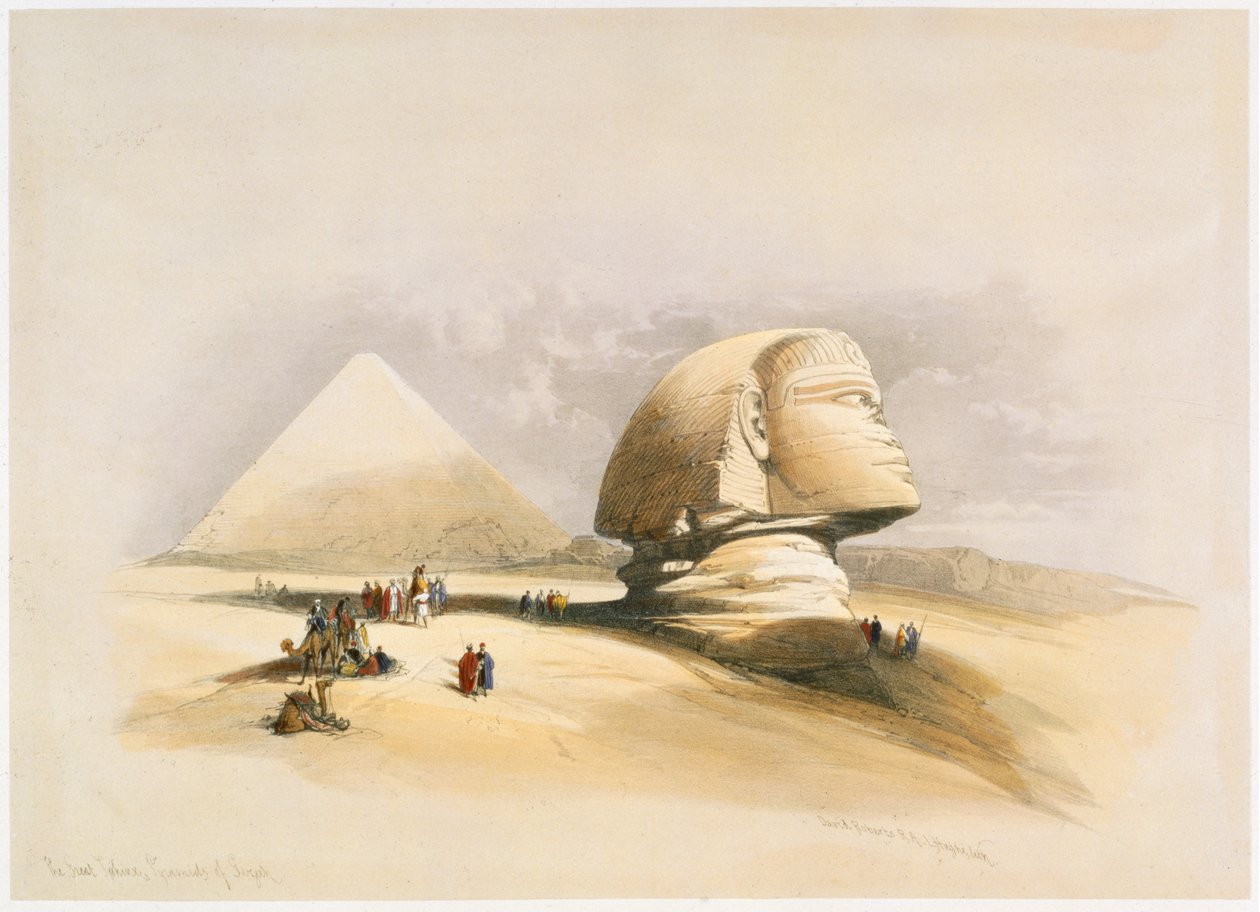 Büyük Sfenks ve Giza Piramitleri, 19. yüzyıl by David Roberts