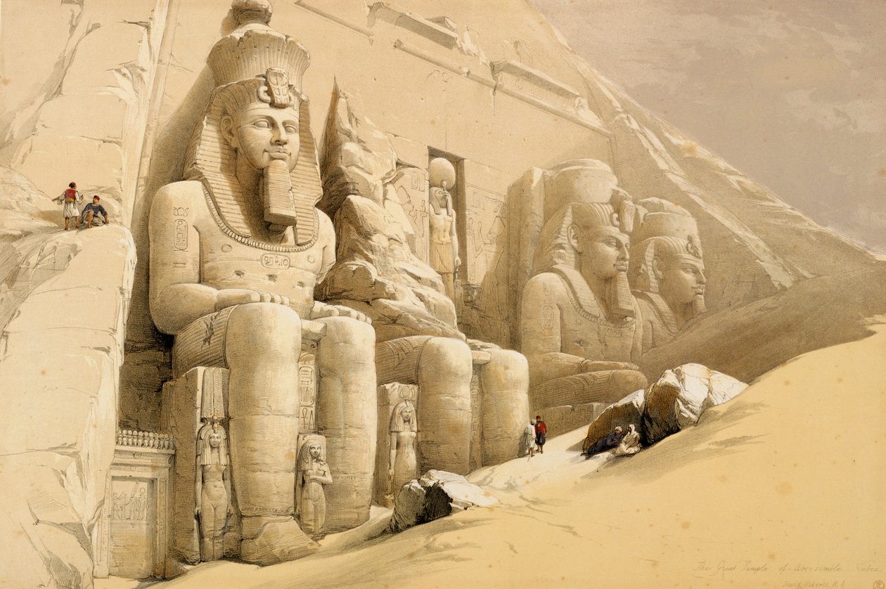 'Büyük Abu Simbel Tapınağı, Nubia', Mısır, c1845 by David Roberts