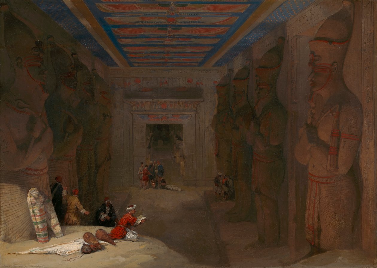 Abu Simbel, Mısır'daki Büyük Tapınağın Hipostil Salonu by David Roberts