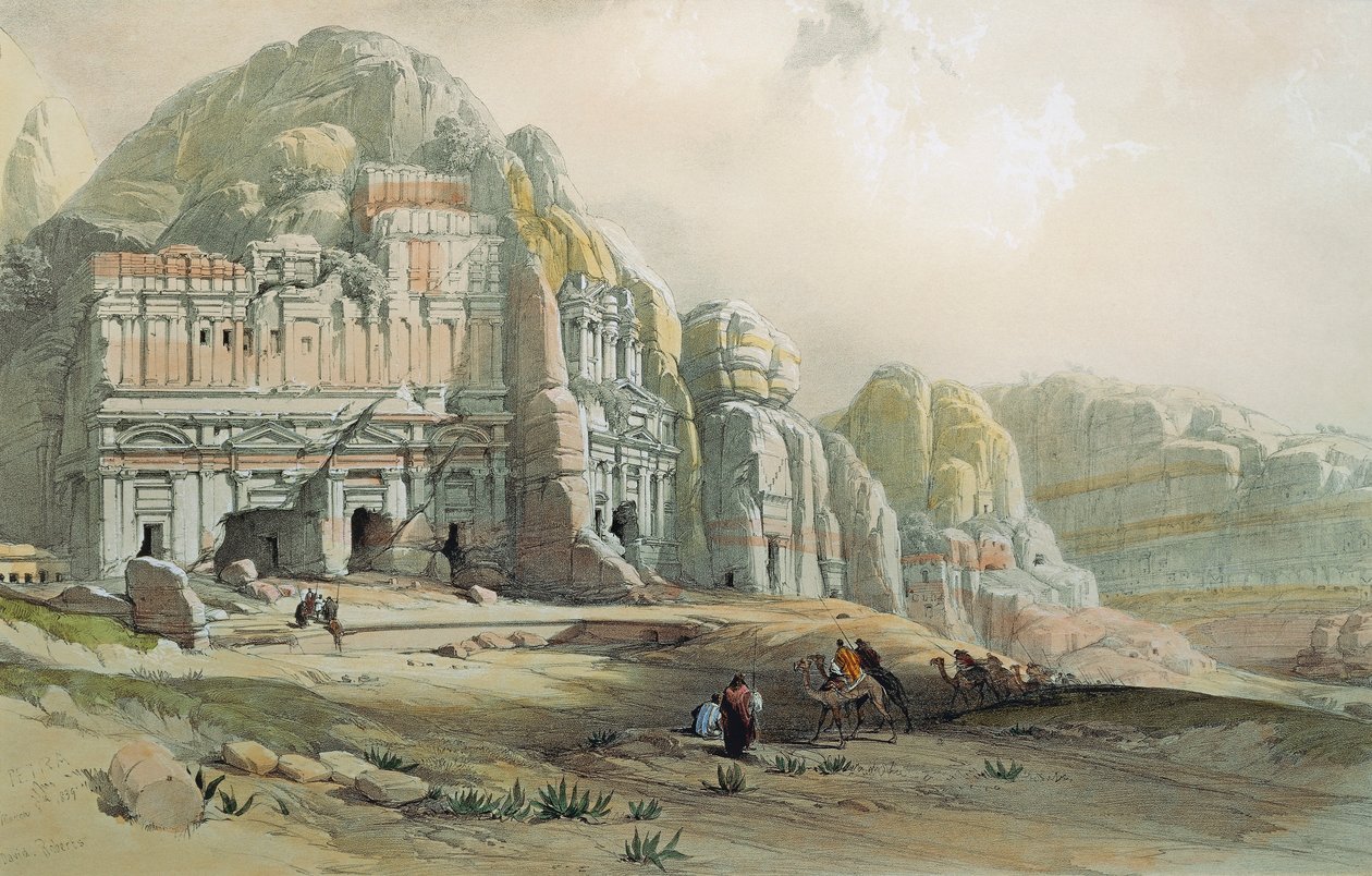 David Roberts tarafından Petra, Ürdün harabelerinin görünümü by David Roberts