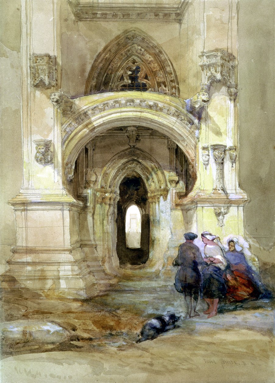 Rosslyn Şapeli Batı Sundurması (kağıt üzerinde wc ve guaj boya) by David Roberts