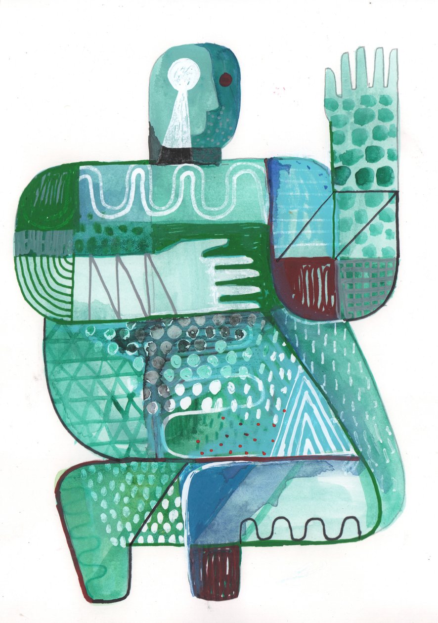 Bodies of Land and Water 2, 2023 (kağıt üzeri karışık boya) by David Shillinglaw