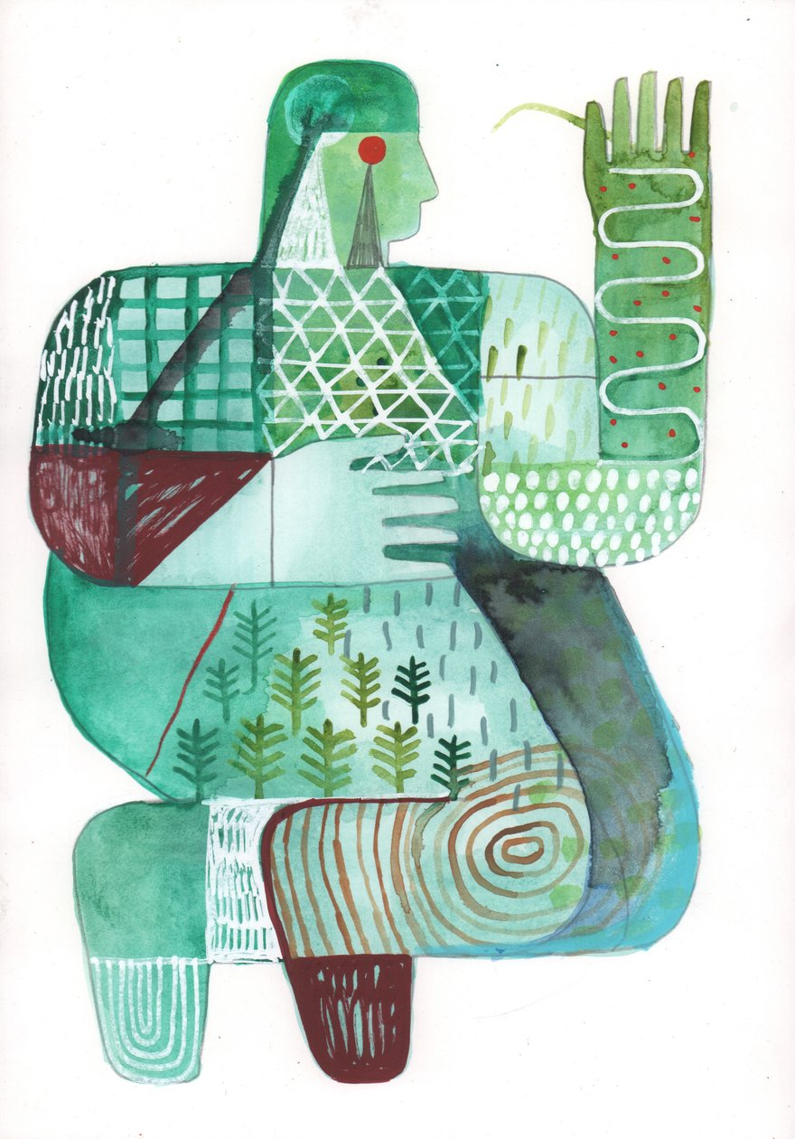 Bodies of Land and Water 4, 2023 (kağıt üzeri karışık boya) by David Shillinglaw
