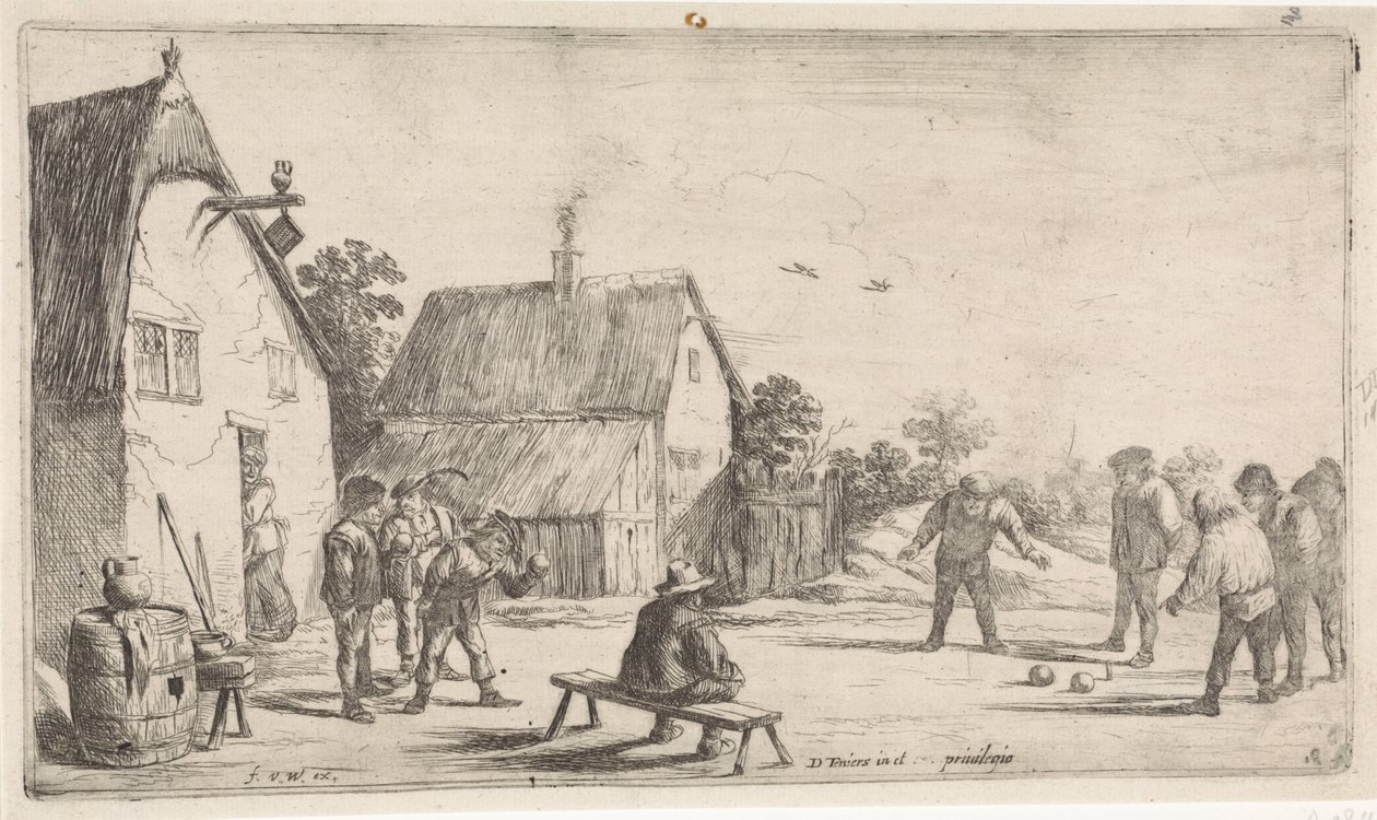 Çiftçiler top oynuyor Açık hava türü sahneleri (dizi adı) by David Teniers (II)