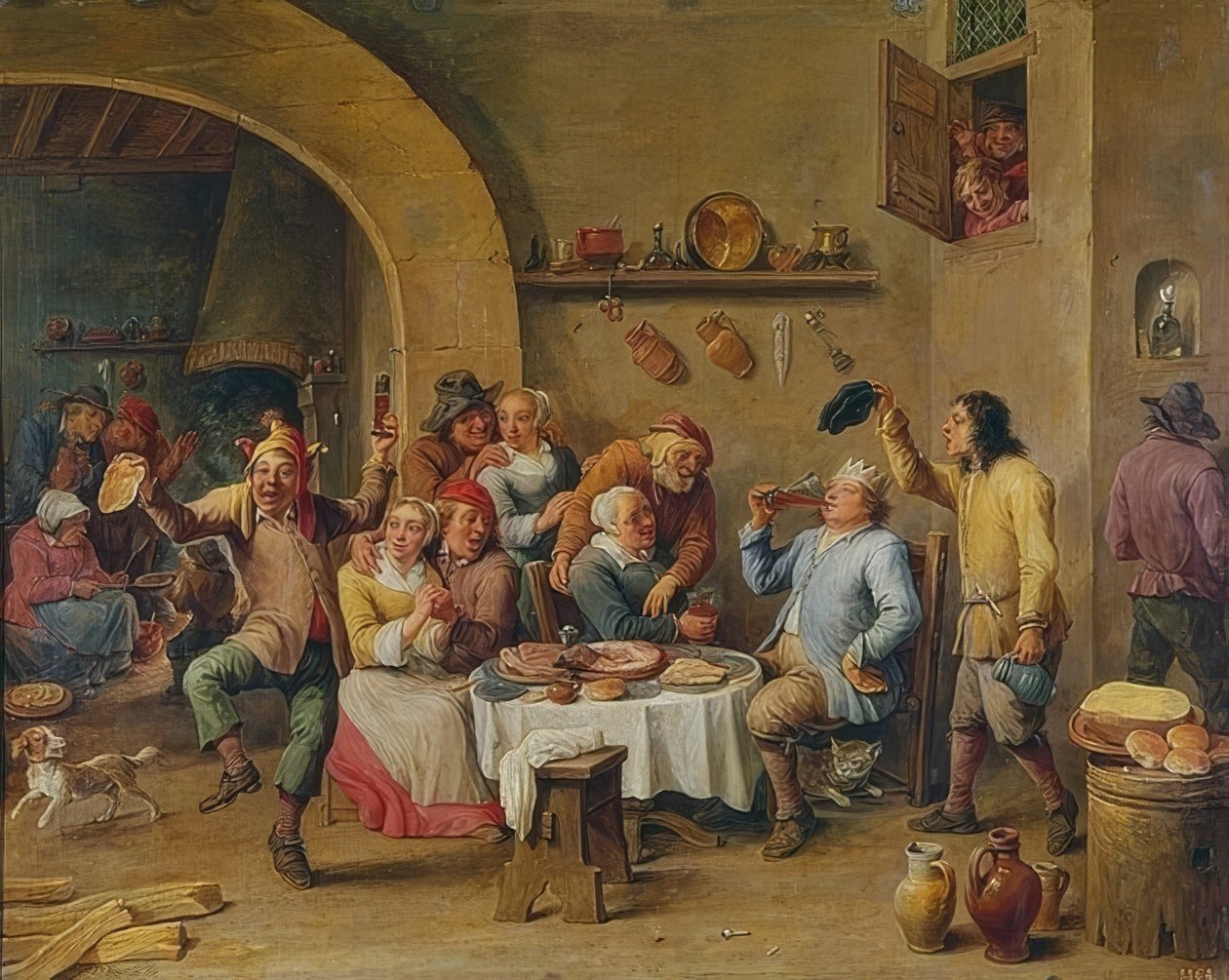 Kral içer (Le Roi Boit). 1650-60 by David Teniers the Elder