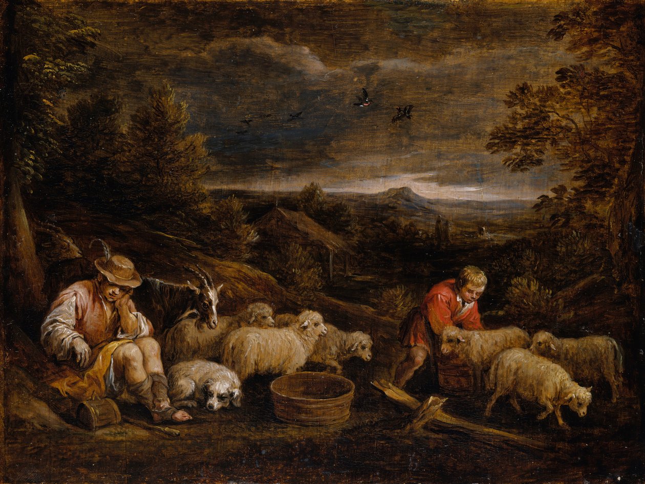 Çobanlar ve Koyunlar. by David Teniers the Younger