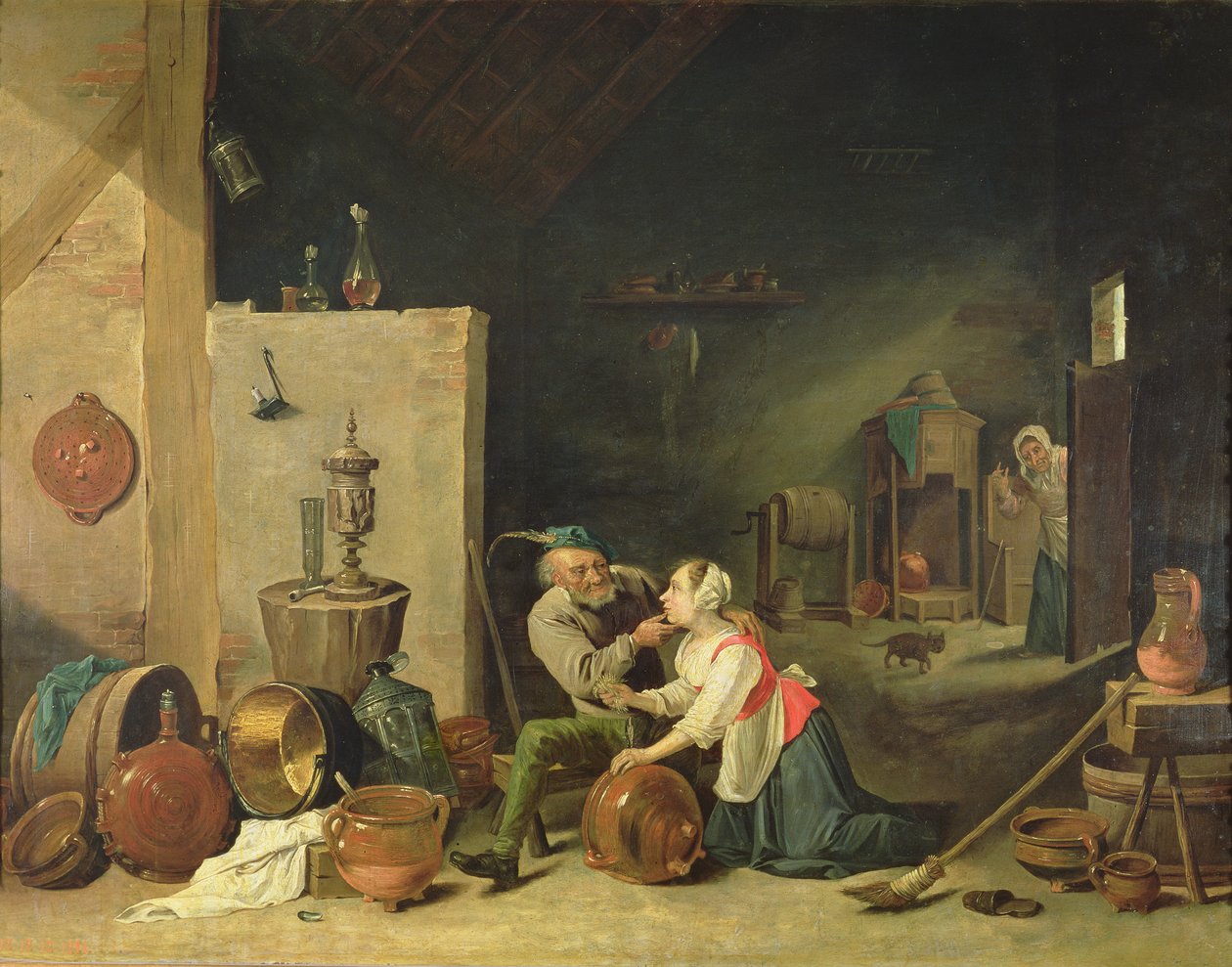 Yaşlı Adam ve Hizmetçi, 1800 by David Teniers the Younger