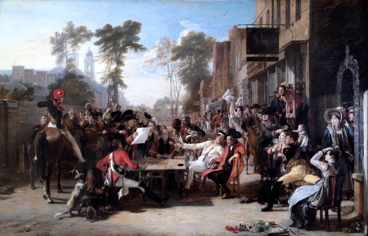 Waterloo Sevkini Okuyan Chelsea Emeklileri (tuval üzerine yağlı boya) by David Wilkie