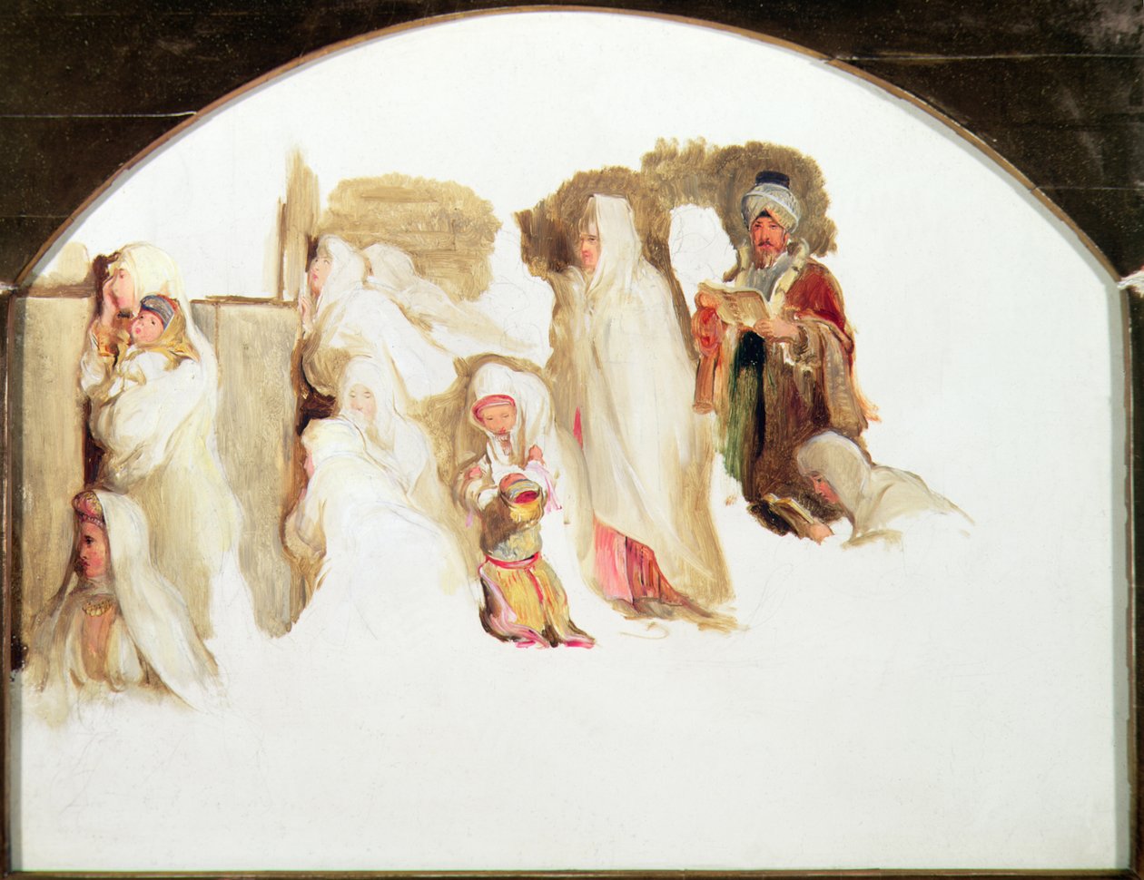 Ağlayan Yahudiler (tamamlanmamış) (kağıt üzerine yağlı boya ve sulu boya) by David Wilkie