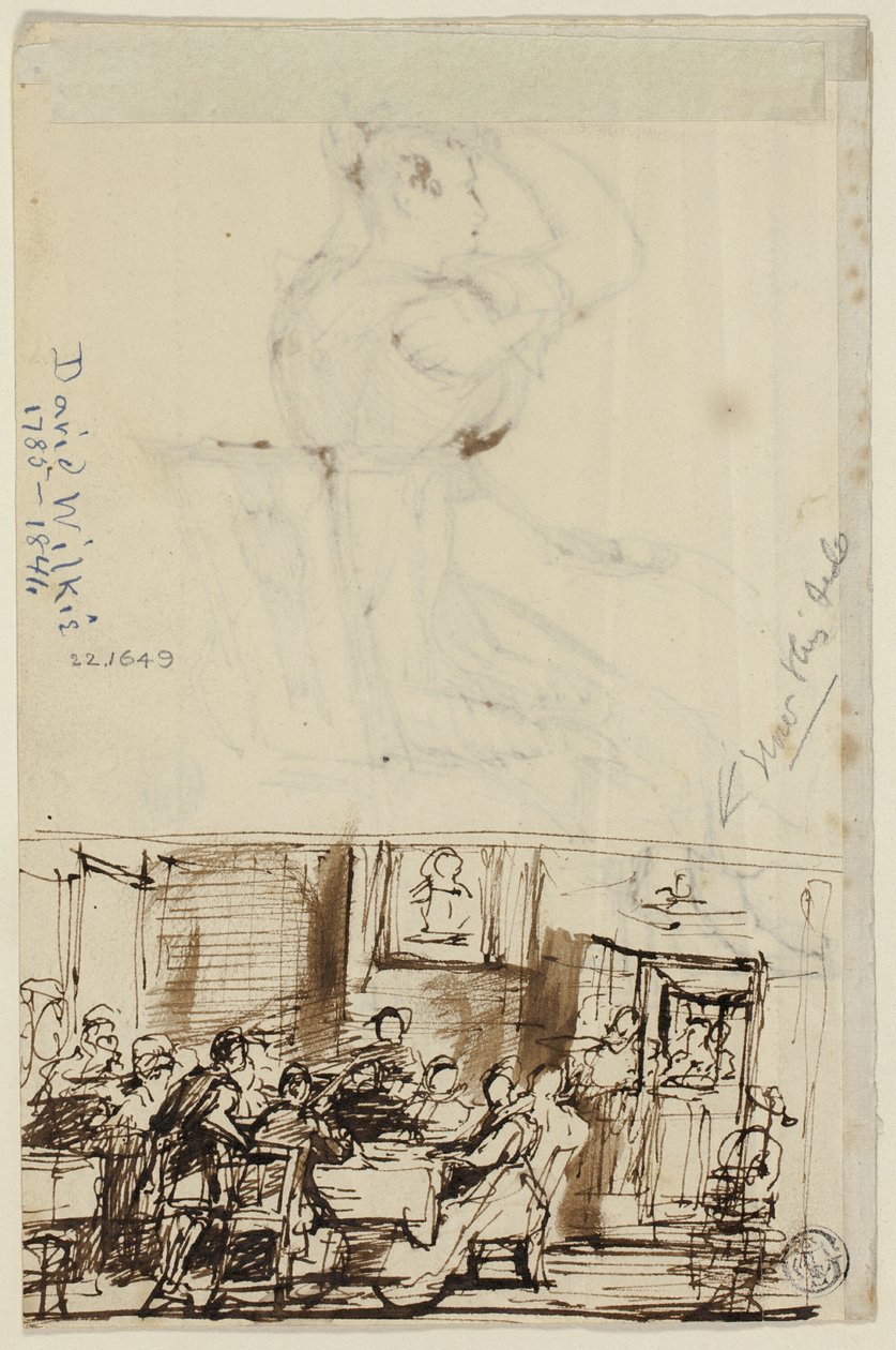 Masadaki İnsanlar (rekto) ve Kulübe Tuvalet Çalışması (verso) by David Wilkie