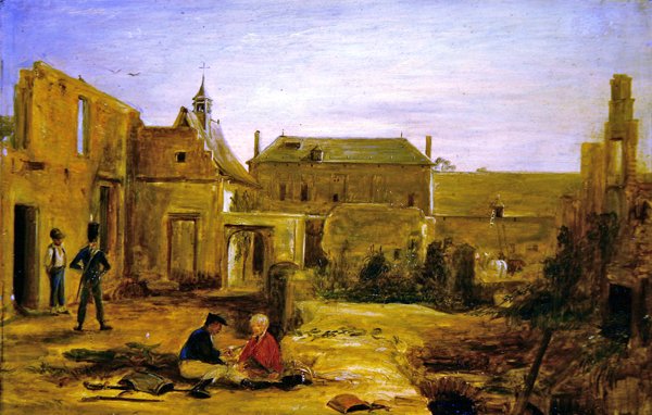 Hougoumont Şatosu Harabelerindeki Askerler, Waterloo (tuval üzerine yağlı boya) by David Wilkie