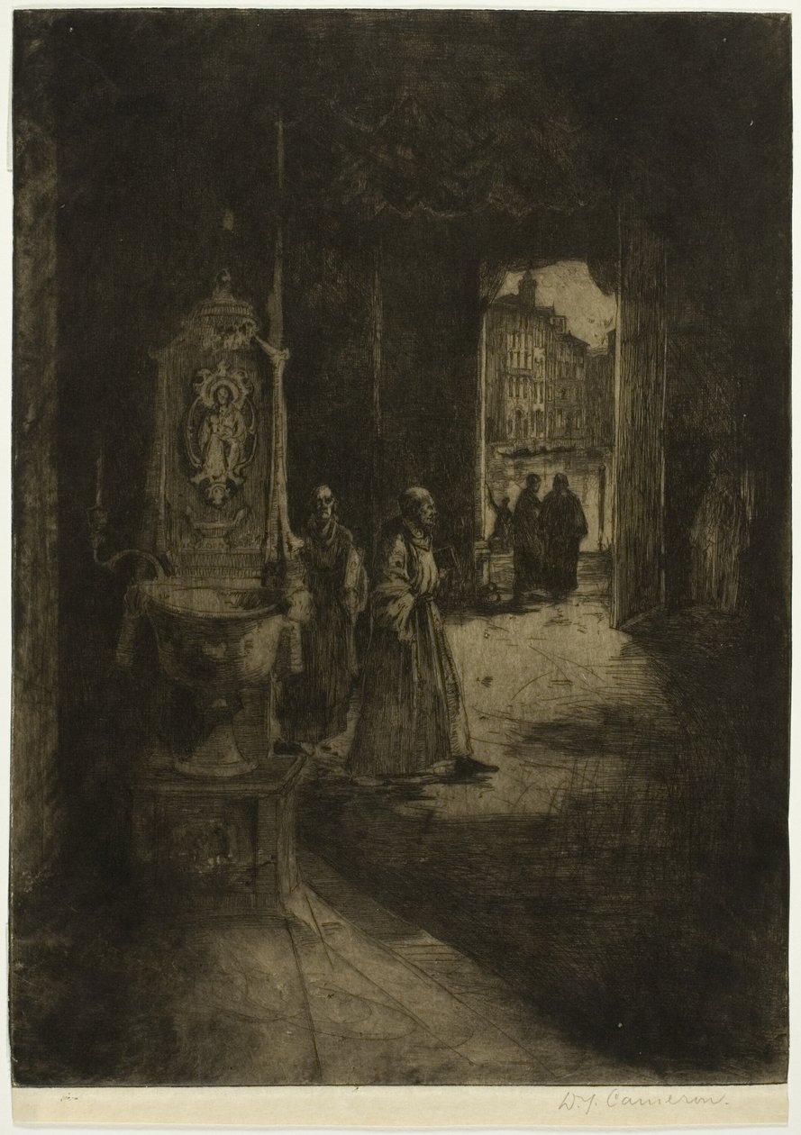 Kilise İçi, Venedik, Kuzey İtalyan Setinden on altı plaka by David Young Cameron