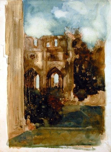 Dryburgh Manastırı (kağıt üzerine sulu boya) by David Young Cameron