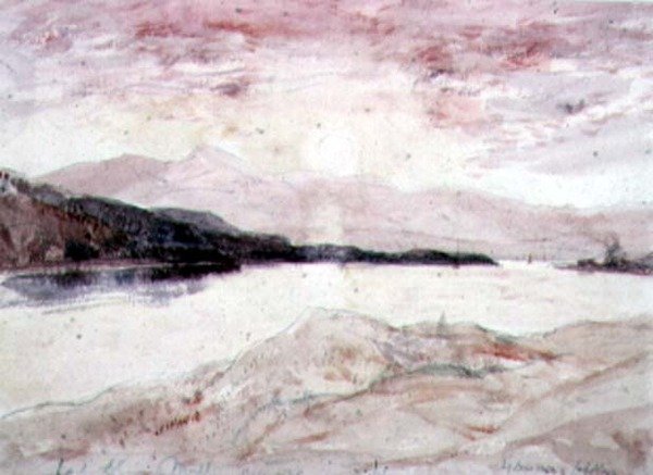 Loch Aline, Argyllshire: Mull Adası ile Kuzeyden Görünüm (kağıt üzerinde wc) by David Young Cameron