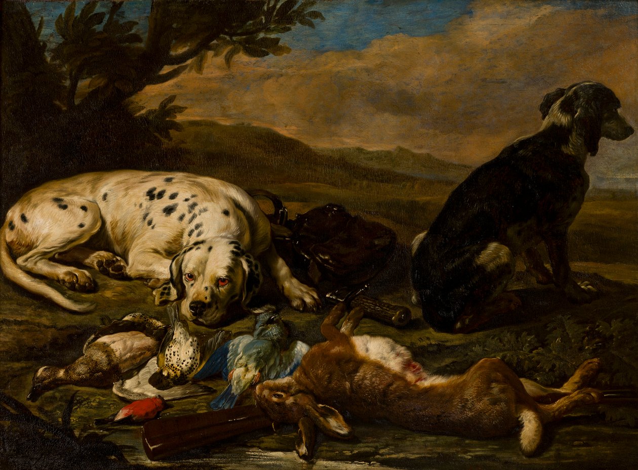 Avlanmaya dayalı natürmort, c.1665-1701 (tuval üzerine yağlı boya) by David de Koninck