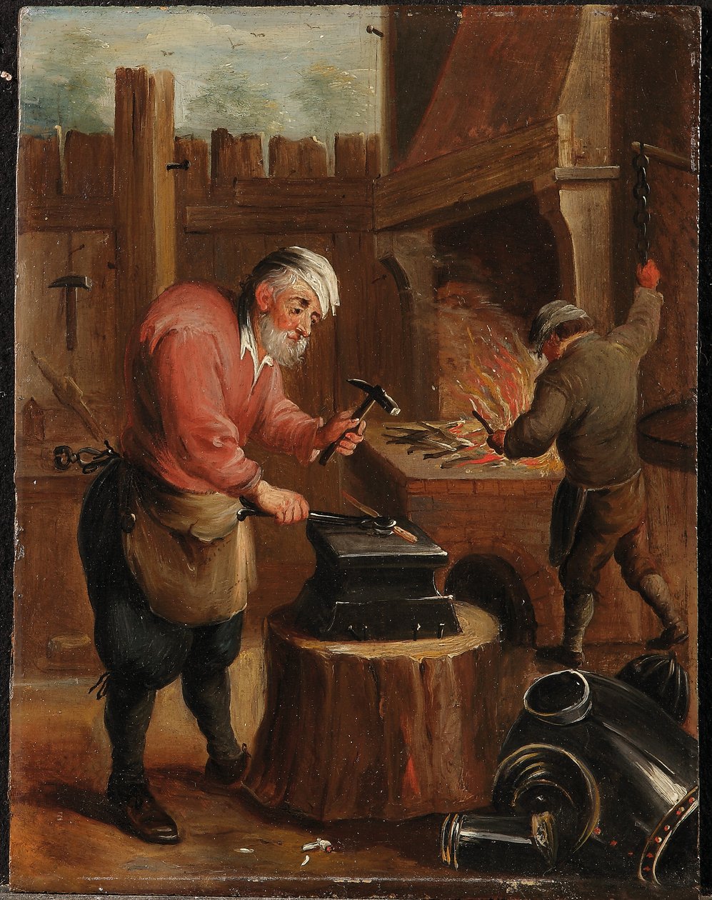 Dört Elementin Bir Alegorisi: Ateş (panelde yağ) by David the Younger (follower of) Teniers