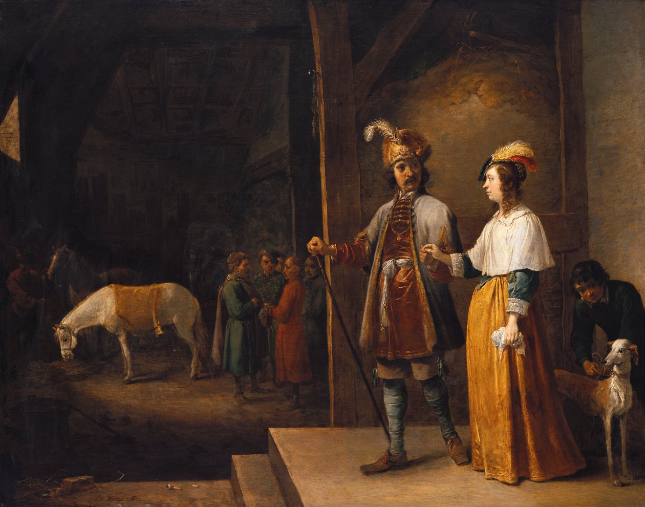 Bir Hanımefendi ve Bir Beyefendinin Ahıra Girmesi by David Teniers the Younger