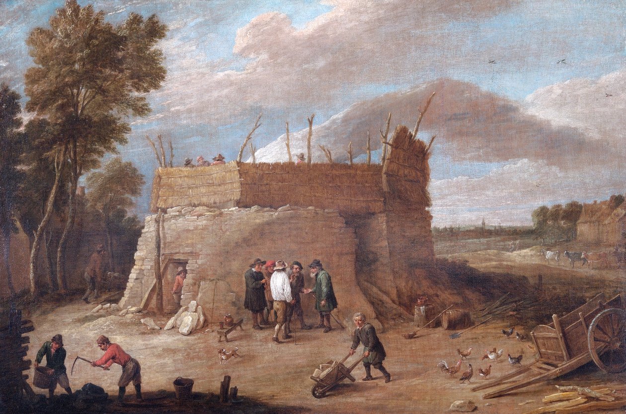 Figürlü Kireç Fırını (tuval üzerine yağlıboya) by David Teniers the Younger