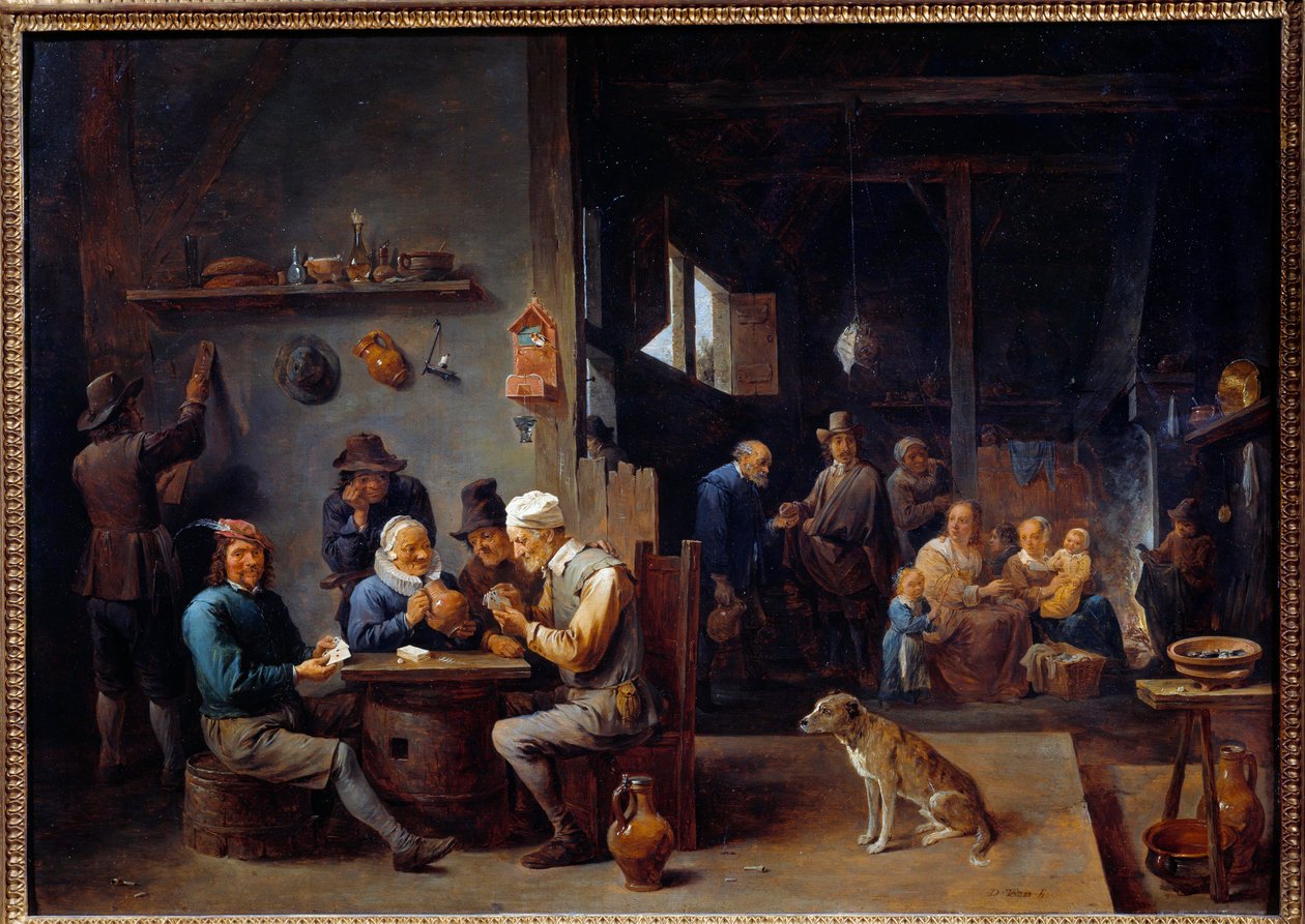 Boyama flam handa bir kart oyunu. David Teniers II Genç (1610-1690) 1645 Güneş. 0.62x0.87 m Grenoble, Güzel Sanatlar Müzesi by David Teniers the Younger